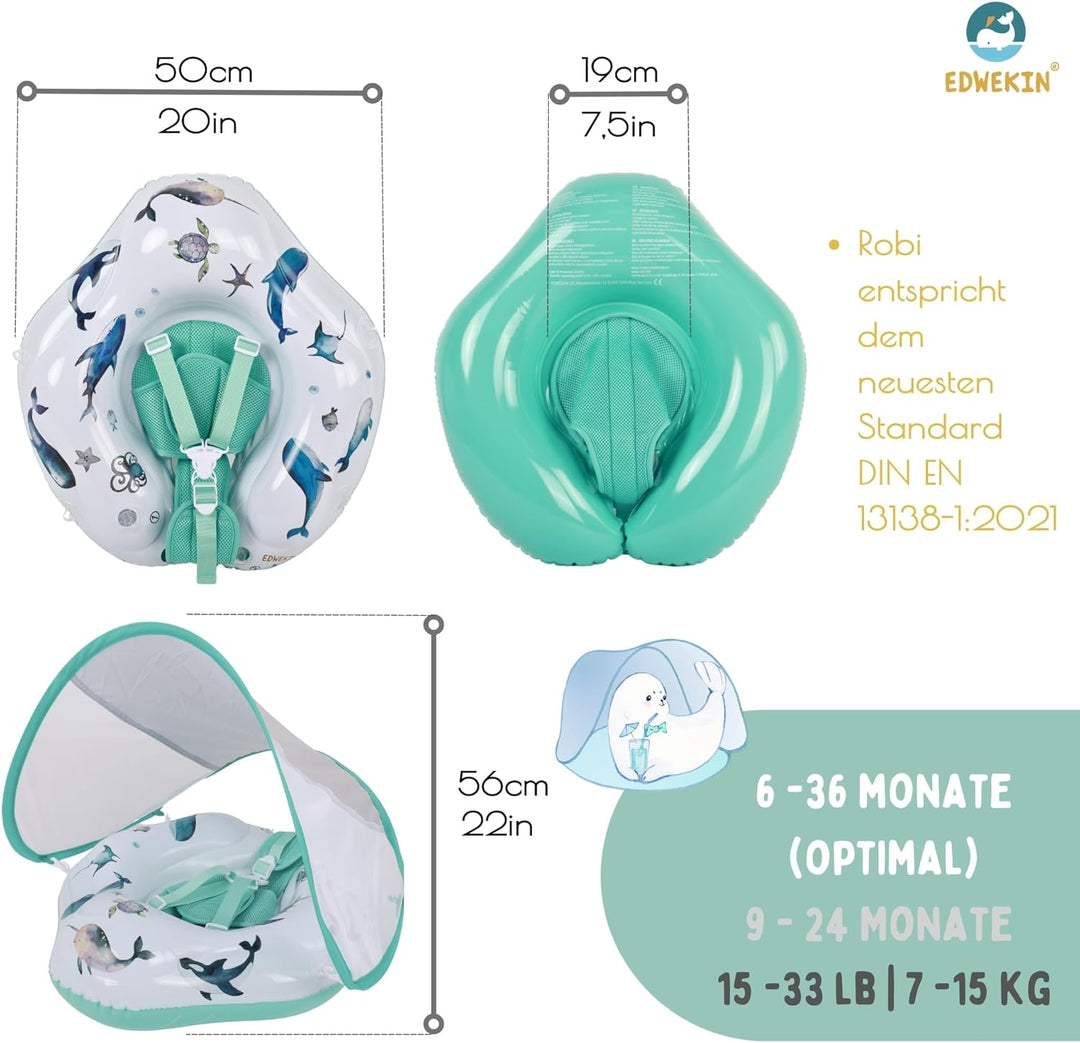 EDWEKIN® Einzigartiger Baby Schwimmring mit handgemalten Motiven | Innovative Baby Schwimmhilfe mit