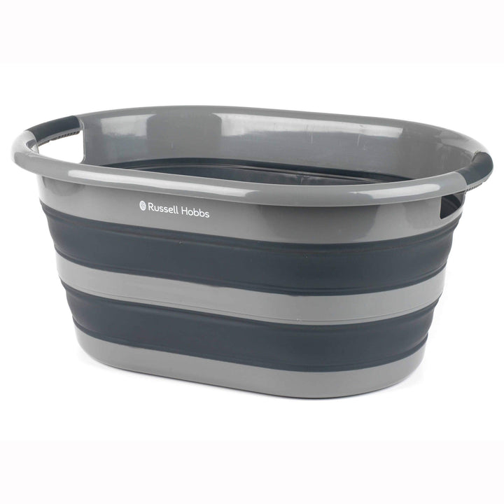 Russell Hobbs LA053879GRYEU ovaler zusammenklappbar faltbarer wäschekorb/wanne, 27L gross waeschekor