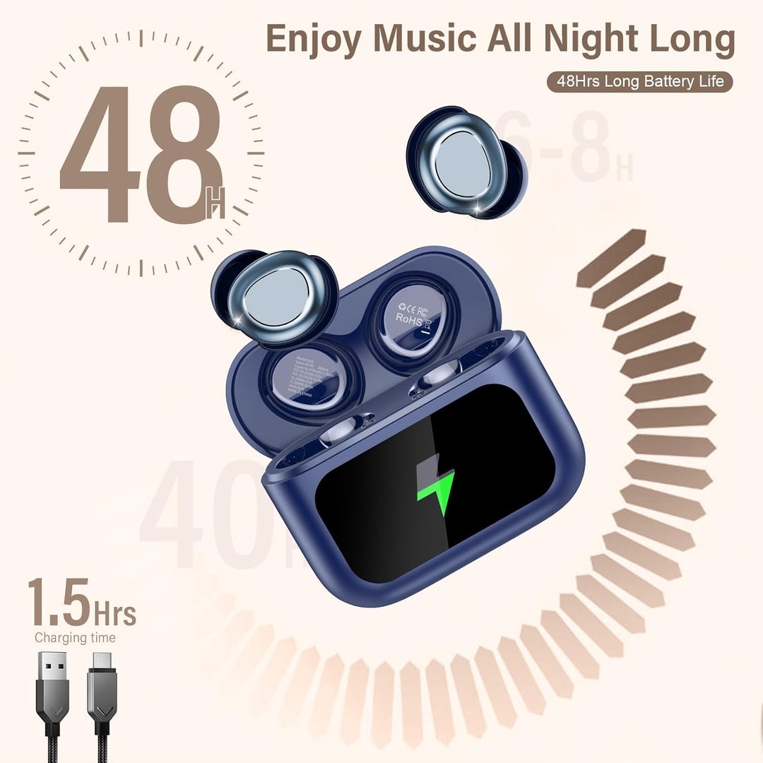 ZYHKON Bluetooth Kopfhörer, Bluetooth 5.4 Schlafkopfhörer In Ear mit Touchscreen, 48H Spielzeit Mini