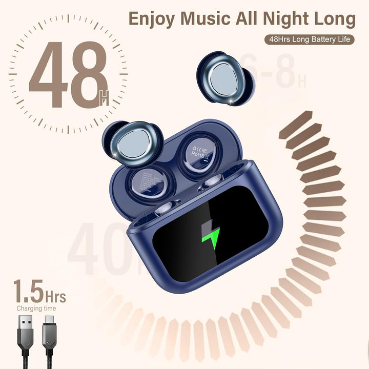ZYHKON Bluetooth Kopfhörer In Ear, 48H Schlafkopfhörer Seitenschläfer Blau | Mini Flaches Design, Hi
