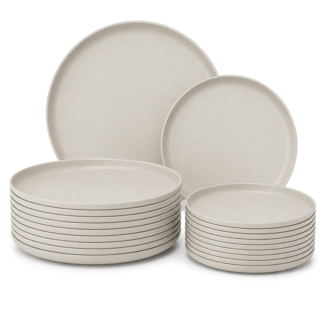 GRÄWE Linea Teller-Set 20-teilig, 10 grosse &amp; 10 kleine Teller, Beige | Leicht und robust, für Campi