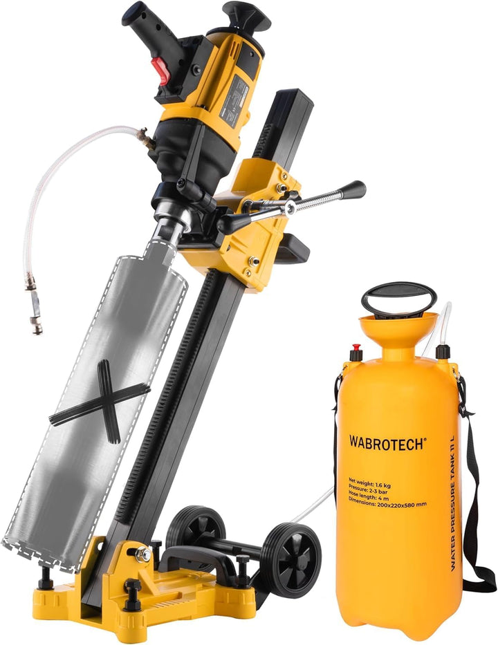 WABROTECH® Kernbohrgerät Handgeführt ⌀22–202 mm an Kernbohrständer und Wasserzuführgerät 11 L - Diam