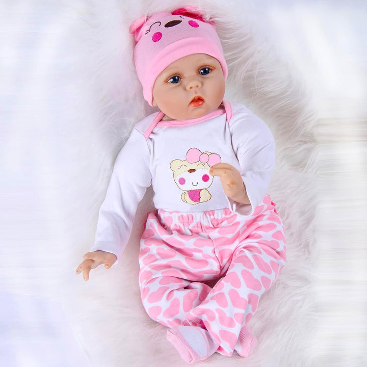 ZIYIUI 55cm 22Zoll Reborn Babypuppe wie Echtes Baby Weiche Silikon Vinyl echt Babypuppen Lebensechte