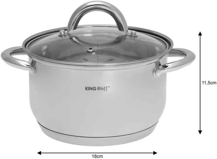 6-teilig Topfset mit Deckel Induktion Topf Glasdeckel (Silber, Model 2) Ø18,20,24cm, Ø18,20,24c
