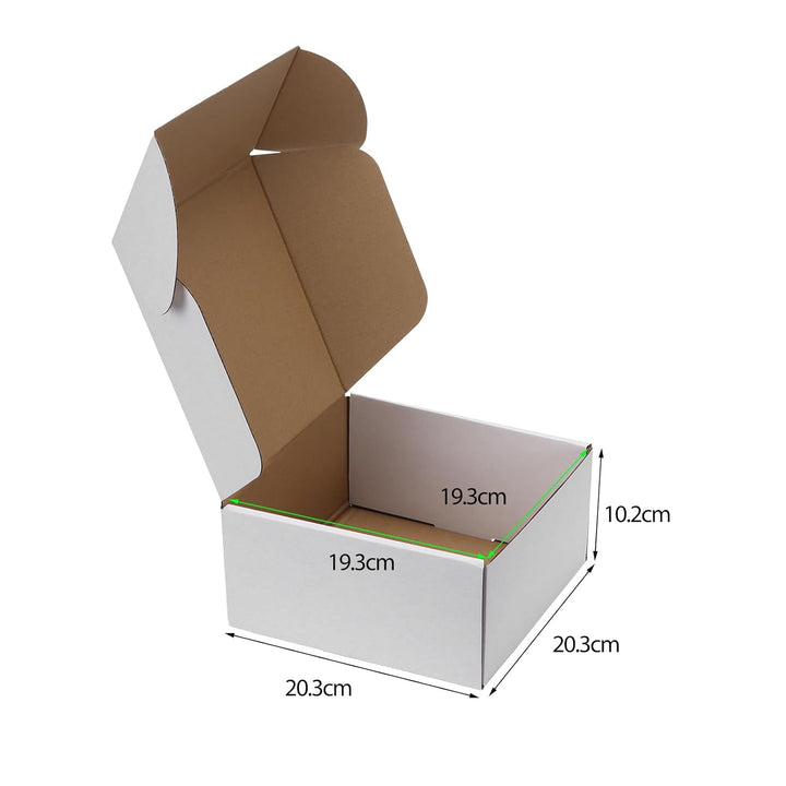 RLAVBL 25 Stück weisse Versandkartons mit den Massen 20,4 x 20,4 x 10,2 cm für den Versand von Gegen