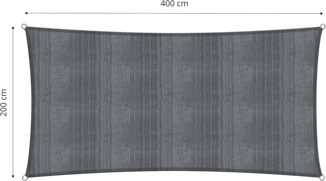 Lumaland Sonnensegel Rechteckig 2 x 4 Meter | Wetterbeständiger Sonnenschutz inkl. Befestigungsseile
