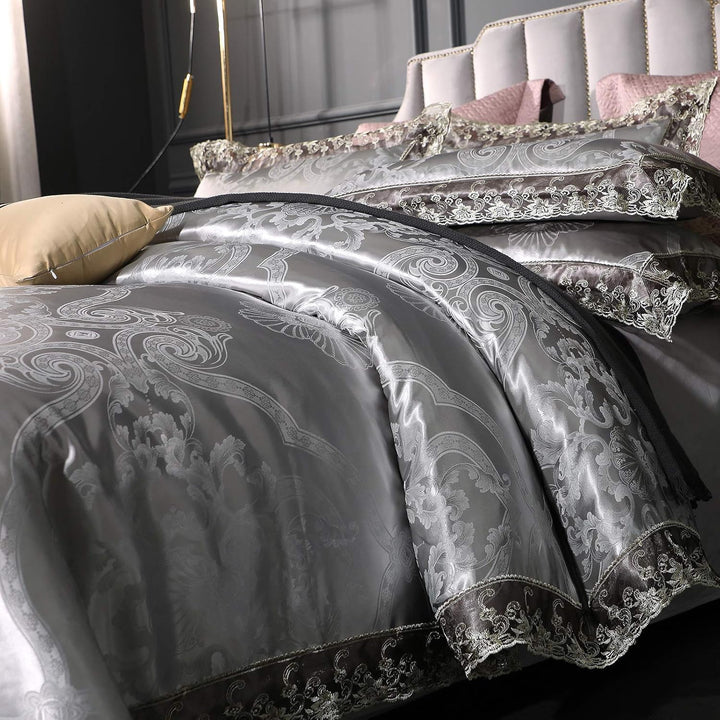 Beyeutao Stain Bettwäsche 220x240 Jacquard Bettbezug Elegant Bettwäsche-Sets 3 Piece Fabric Bettwäsc