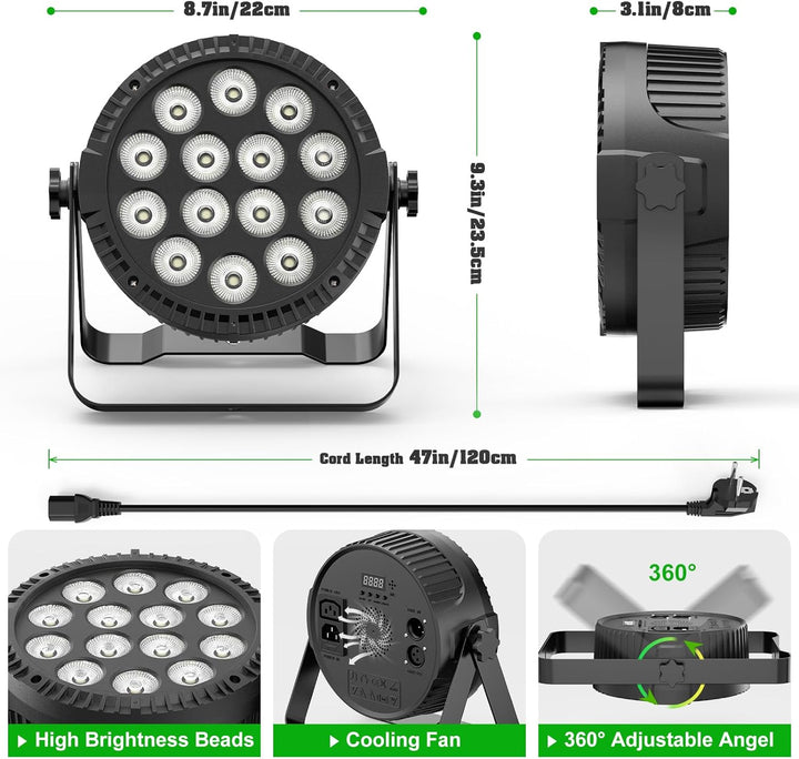 2PC LED Par Strahler 14*6W LED Bühnenlicht Partylicht RGBW DMX512 4-in-1 Par Licht mit Fernbedienung
