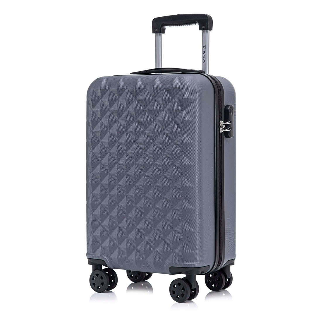 Koffer Suitcase M Grau, Trolley Reisekoffer, Kabinenkoffer Rollkoffer Handgepäck mit 4 Rollen 360°,