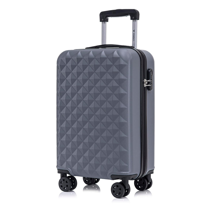 Koffer Suitcase M Grau, Trolley Reisekoffer, Kabinenkoffer Rollkoffer Handgepäck mit 4 Rollen 360°,