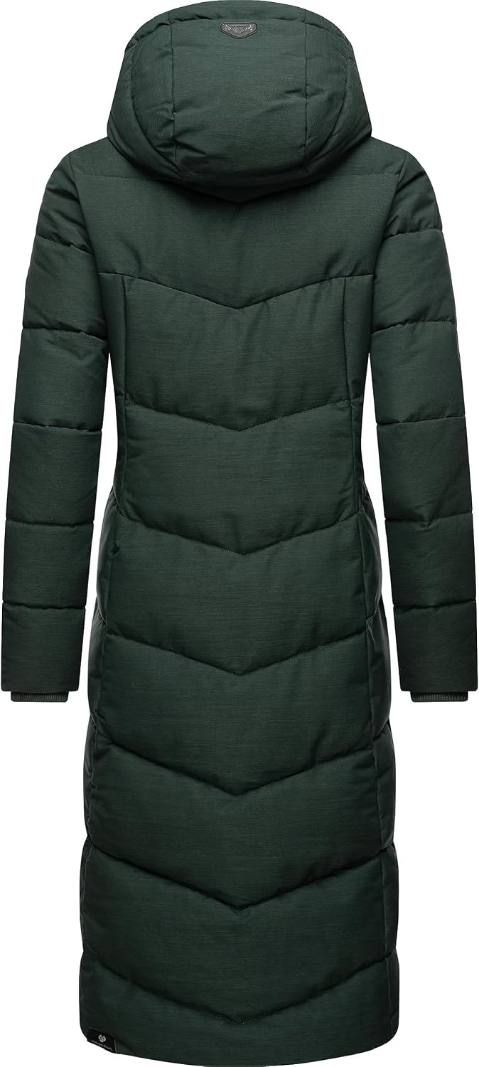 Ragwear Damen atmungsaktiver Wintermantel Warmer wasserdichter Steppmantel lang mit Kapuze Pavla Lon
