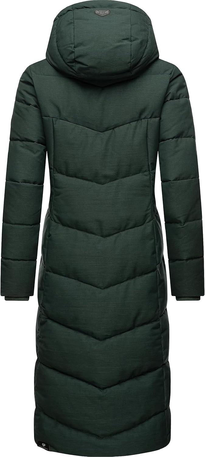 Ragwear Damen atmungsaktiver Wintermantel warmer wasserdichter Steppmantel lang mit Kapuze Pavla Lon