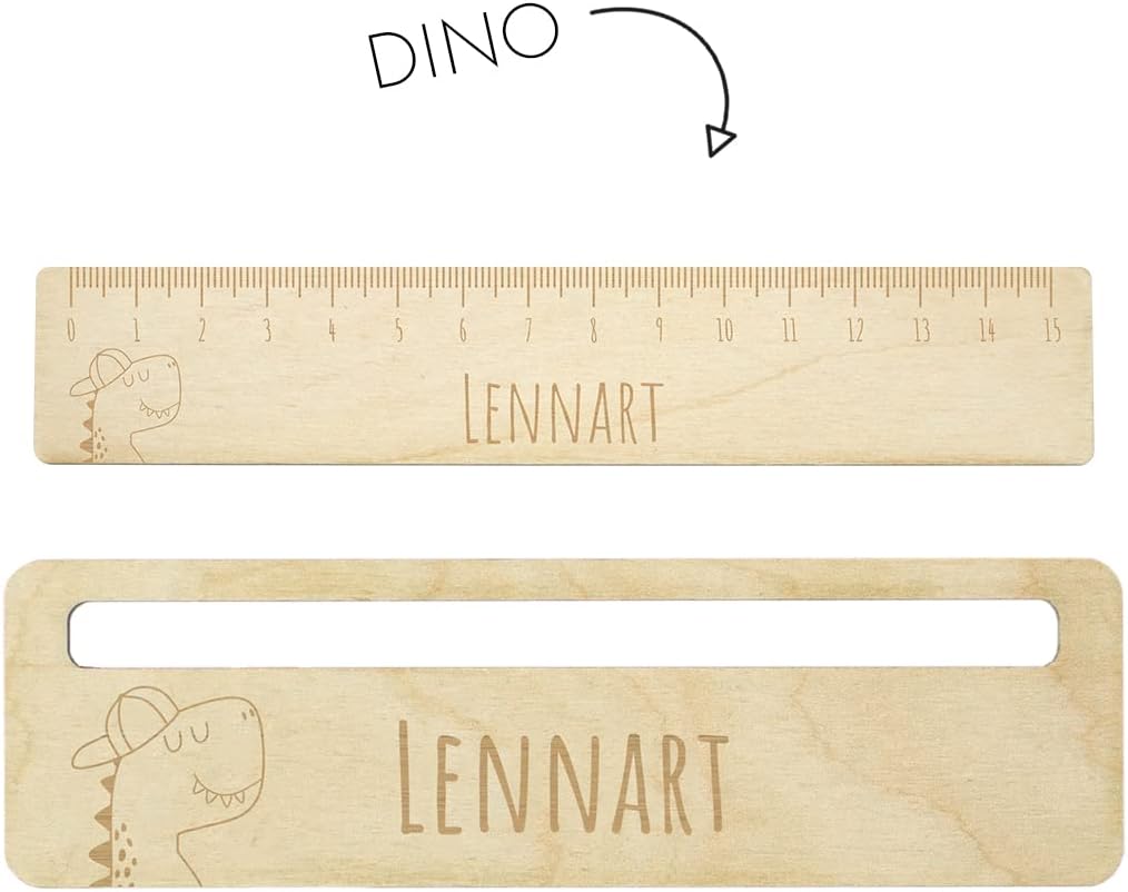 Dein Lieblingsteil Lineal Jungs Lesehilfe Kinder personalisiert (Set Lineal + Lesehilfe Dino), Set L
