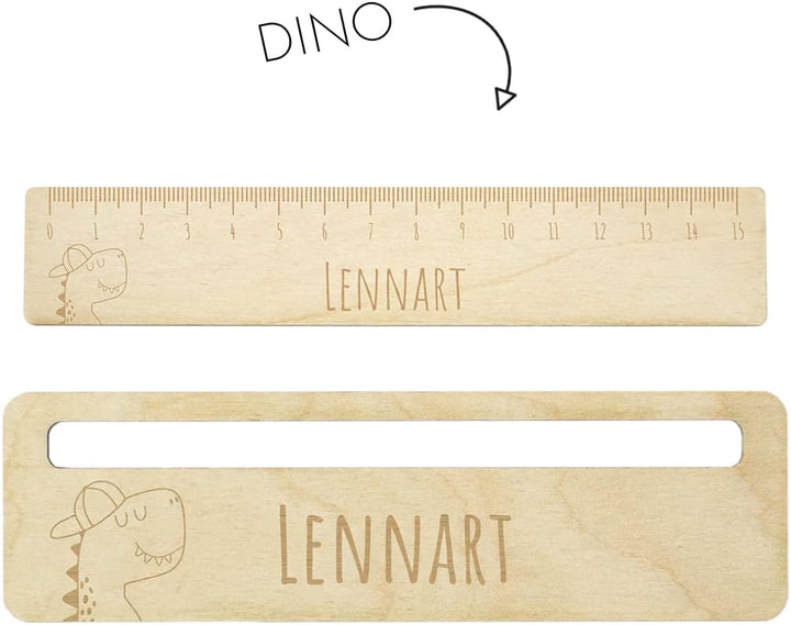 Dein Lieblingsteil Lineal Jungs Lesehilfe Kinder personalisiert (Set Lineal + Lesehilfe Dino), Set L
