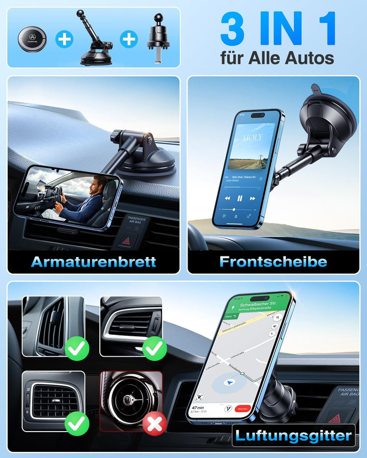 VANMASS Handyhalterung Auto Magnet Kompatibel mit MagSafe Autohalterung [2023 Upgrade Stärkste Magne