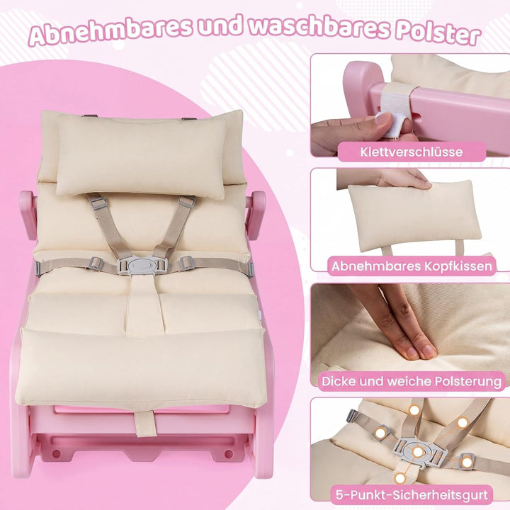 COSTWAY 2 in 1 Babywippe, Baby Schaukelstuhl mit verstellbarer Rücklehne, waschbarem Kissen &amp; Sicher