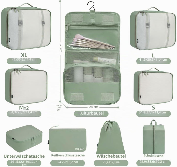 BAGAIL 10er-Set Packwürfel in verschiedenen Grössen Packorganizer für Reisezubehör Handgepäckkoffer