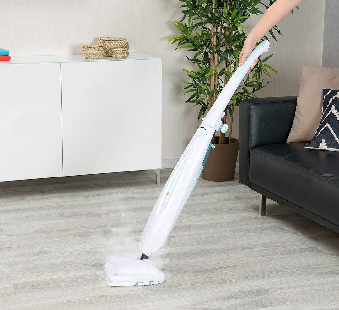 Sichler Haushaltsgeräte Dampfbesen: Kompakter Dampfreiniger mit 1.500 Watt, für Hart- und Teppichböd