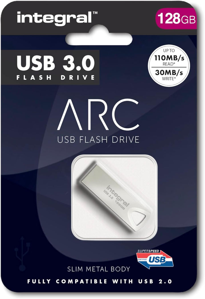 Integral 128GB USB-Speicher 3.2 Gen 1 Flash-Laufwerk Fusion mit Metallgehäuse, bis zu 110MB/s Arc 3.