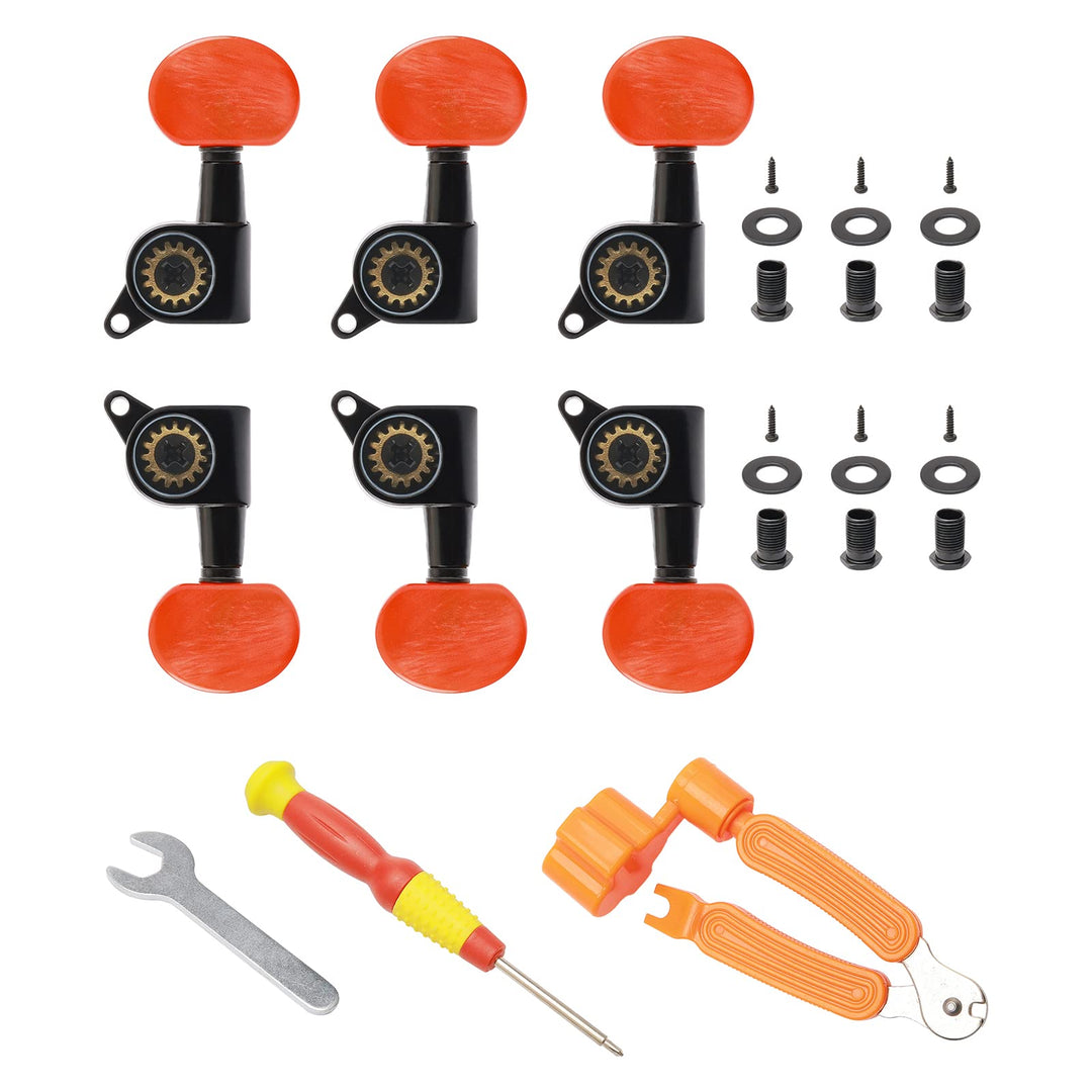 6 Stück 3L3R Akustikgitarre Tuning Pegs Machine Head Tuners Set, Guitar String Tuning Pegs with Wren