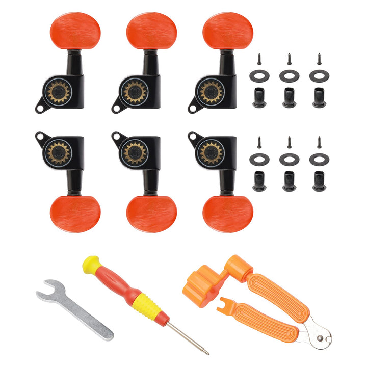 6 Stück 3L3R Akustikgitarre Tuning Pegs Machine Head Tuners Set, Guitar String Tuning Pegs with Wren