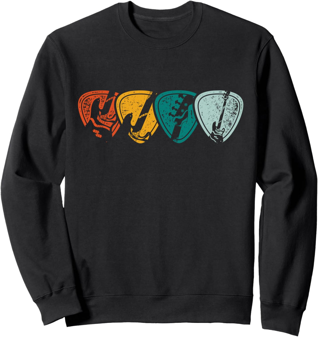 Rock Musik Geschenk Retro Plektrum Bass Gitarre Sweatshirt