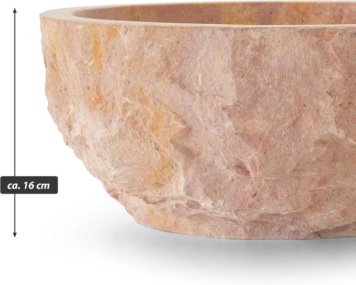 Divero Handwaschbecken Aufsatzwaschbecken Naturstein (rosé marmoriert), Rosé Marmoriert