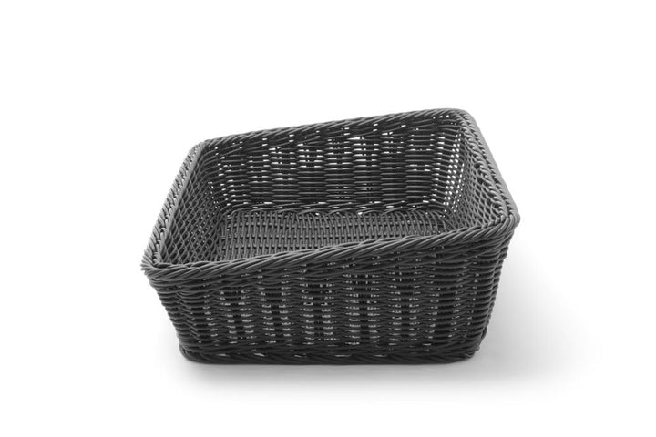 HENDI Brotkörb, Brötchenkorb, Körbe, abgeschrägt, 400x300x(H)120mm, Polypropylen, Schwarz Schwarz 40