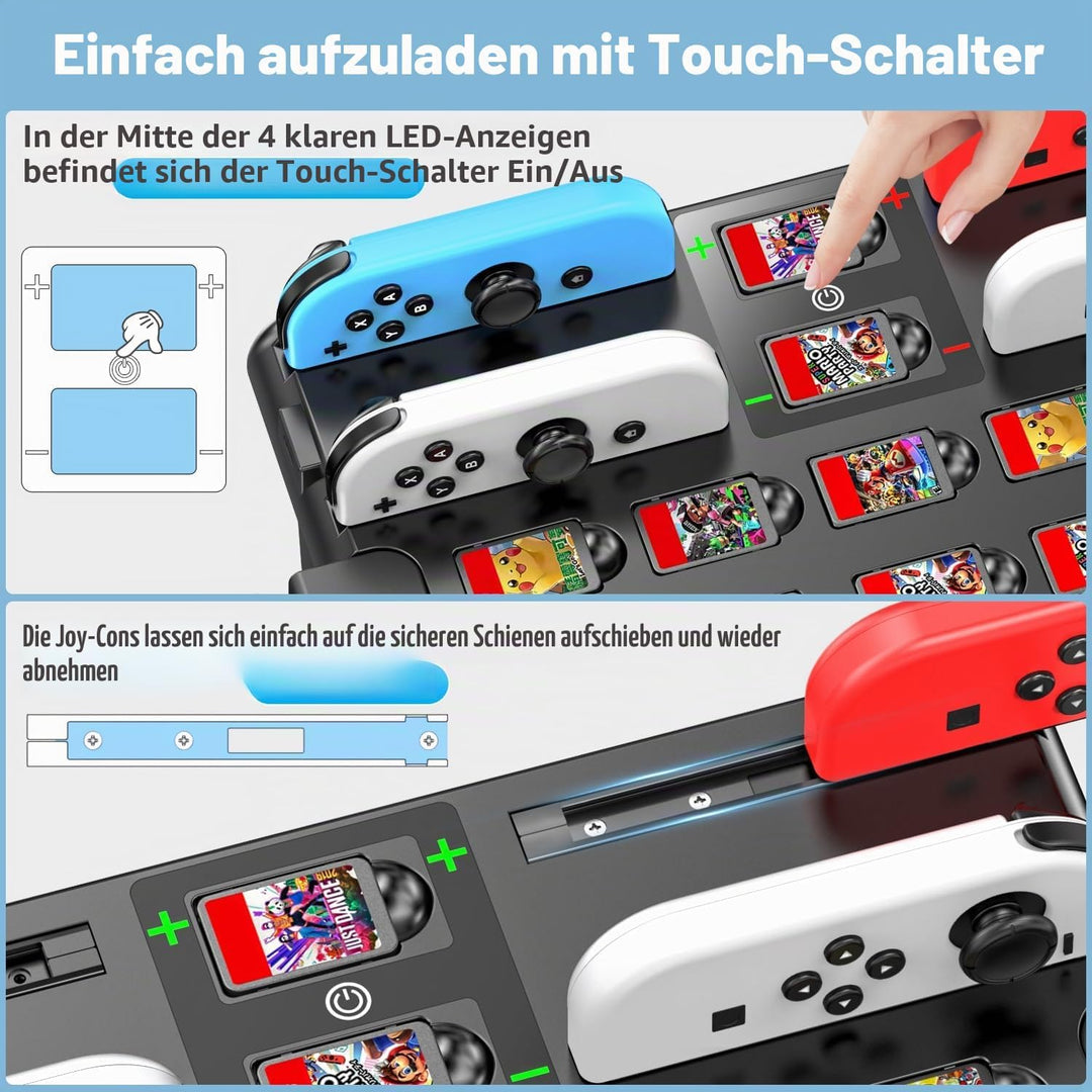 Kytok Switch Spiele Aufbewahrung mit Switch Controller Ladestation, Switch Ladestation für Switch/OL
