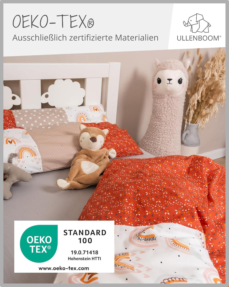 ULLENBOOM ® Baby Bettwäsche aus 100% Baumwolle (OEKO-TEX), 80x80 cm Regenbogen - 2-teilig (Set): Bab