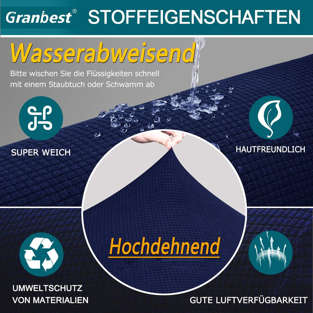 Granbest Premium Wasserdicht Sofa Sitzkissenbezug, High Stretch Jacquard Sitzkissenschutz Sofasitzbe