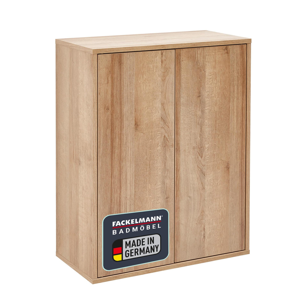 FACKELMANN Finn Midischrank (60 x 75 x 30,5 cm) – Badezimmerkommode mit 2 Einlegeböden aus Glas – Ba