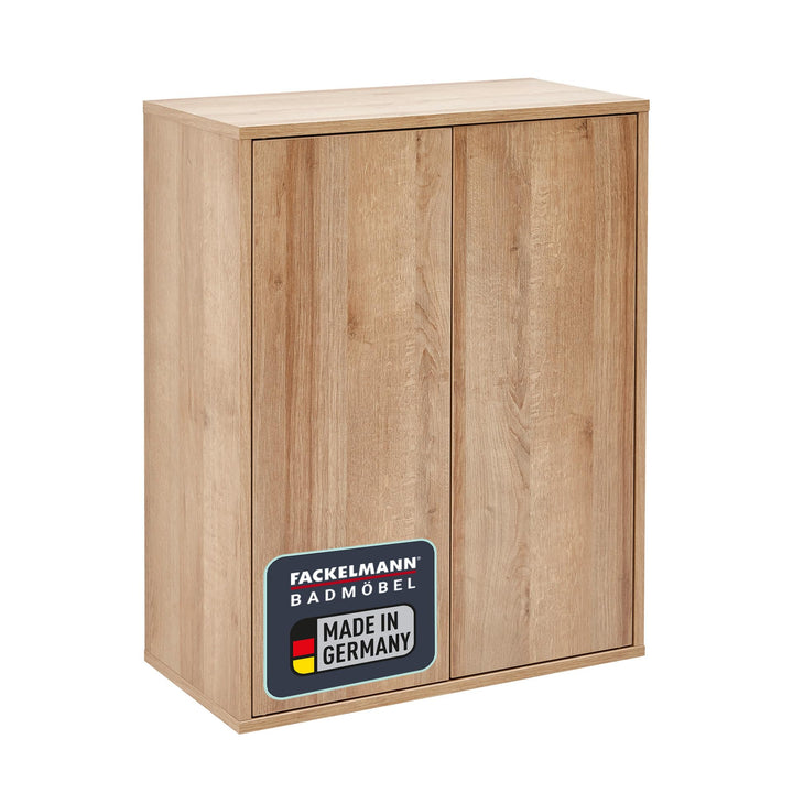 FACKELMANN Finn Midischrank (60 x 75 x 30,5 cm) – Badezimmerkommode mit 2 Einlegeböden aus Glas – Ba