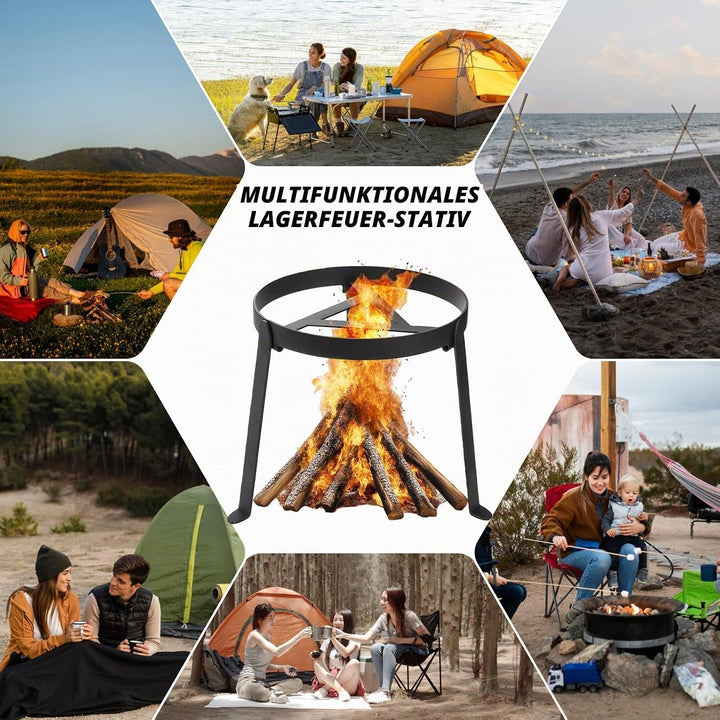 Zenselect Pfannenknecht für Lagerfeuer, Grillrost für Feuerschale, Klappbar Camping grill, Hochtempe