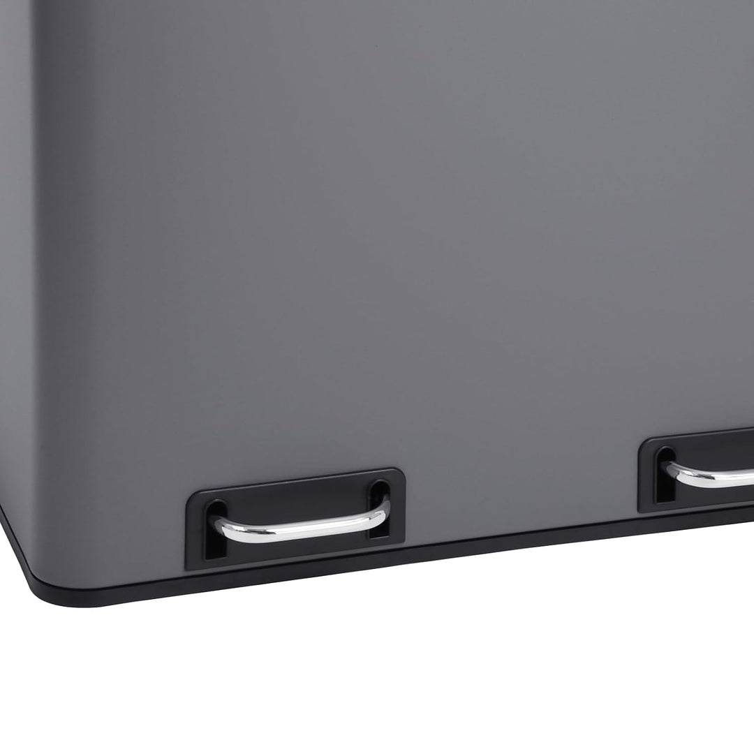 SVITA TM2X24 Treteimer 48 Liter Grau Abfalleimer Mülleimer Design Mülltrennung Papierkorb Küchen-Ord