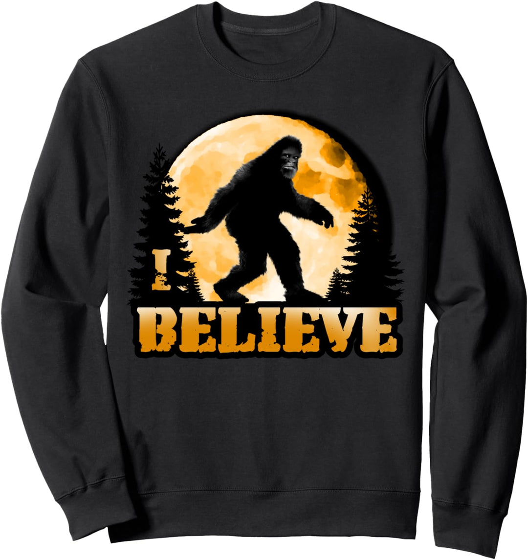 I Believe Bigfoot: Yeti Sasquatch Wood Booger Skunk Ape Moon Sweatshirt