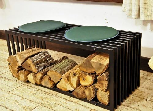 DanDiBo Kaminholzständer Bank D-Stil 100 cm Kaminholzregal Holzkorb Kaminholzhalter