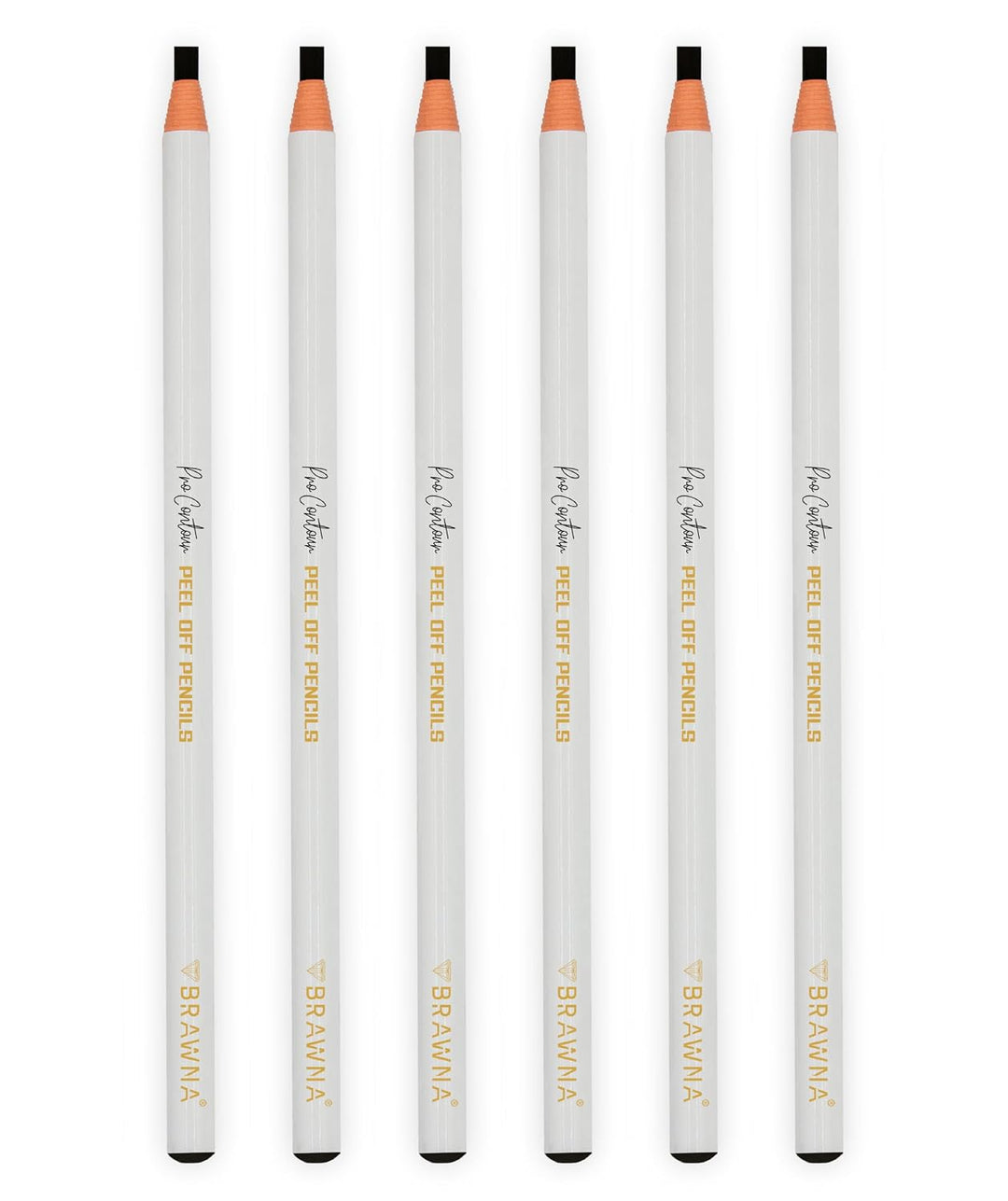 BRAWNA 6er Set Brow Pro Peel-Off Mapping Stifte Schwarz – Wasserfester Augenbrauen Mapping Stift – P