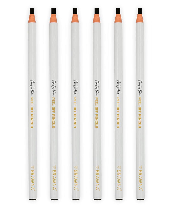 BRAWNA 6er Set Brow Pro Peel-Off Mapping Stifte Schwarz – Wasserfester Augenbrauen Mapping Stift – P