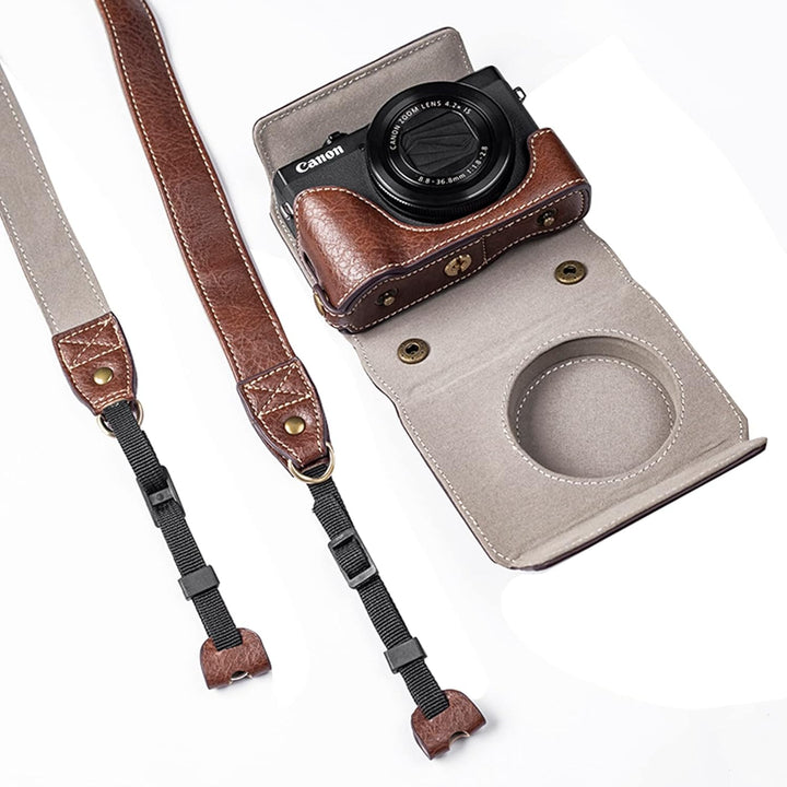 kinokoo G7X /G7X Mark II /G7X Mark III Tasche, PU Leder Kamera Schutzhülle Kompatibel für Canon G7X