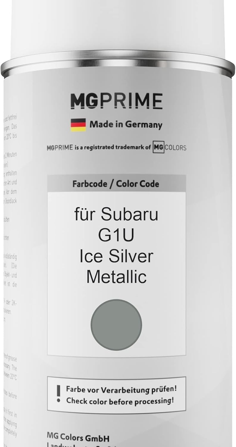 MG PRIME Autolack Sprühdosen Set für Subaru G1U Ice Silver Metallic Basislack Klarlack Spraydose 400