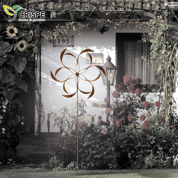 Grosses Metall Windrad 'Blume XXL' - massives Windspiel Windmühle für den Garten - wetterfest und st