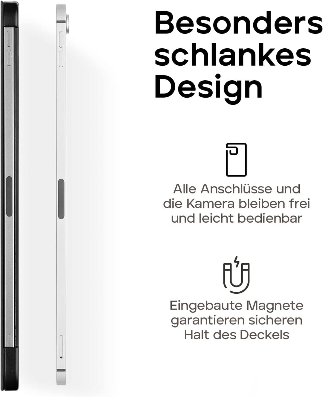 WIIUKA Hülle für iPad Pro 12.9" (2022-2020), Deutsches Leder, Lederhülle extra Dünn, Premium Smart-C