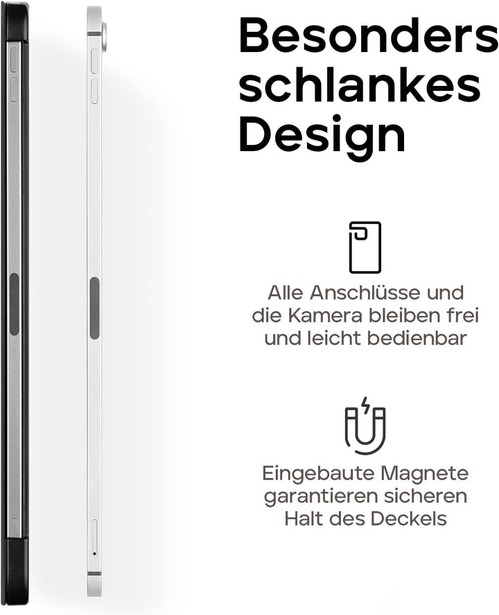 WIIUKA Hülle für iPad Pro 12.9" (2022-2020), Deutsches Leder, Lederhülle extra Dünn, Premium Smart-C