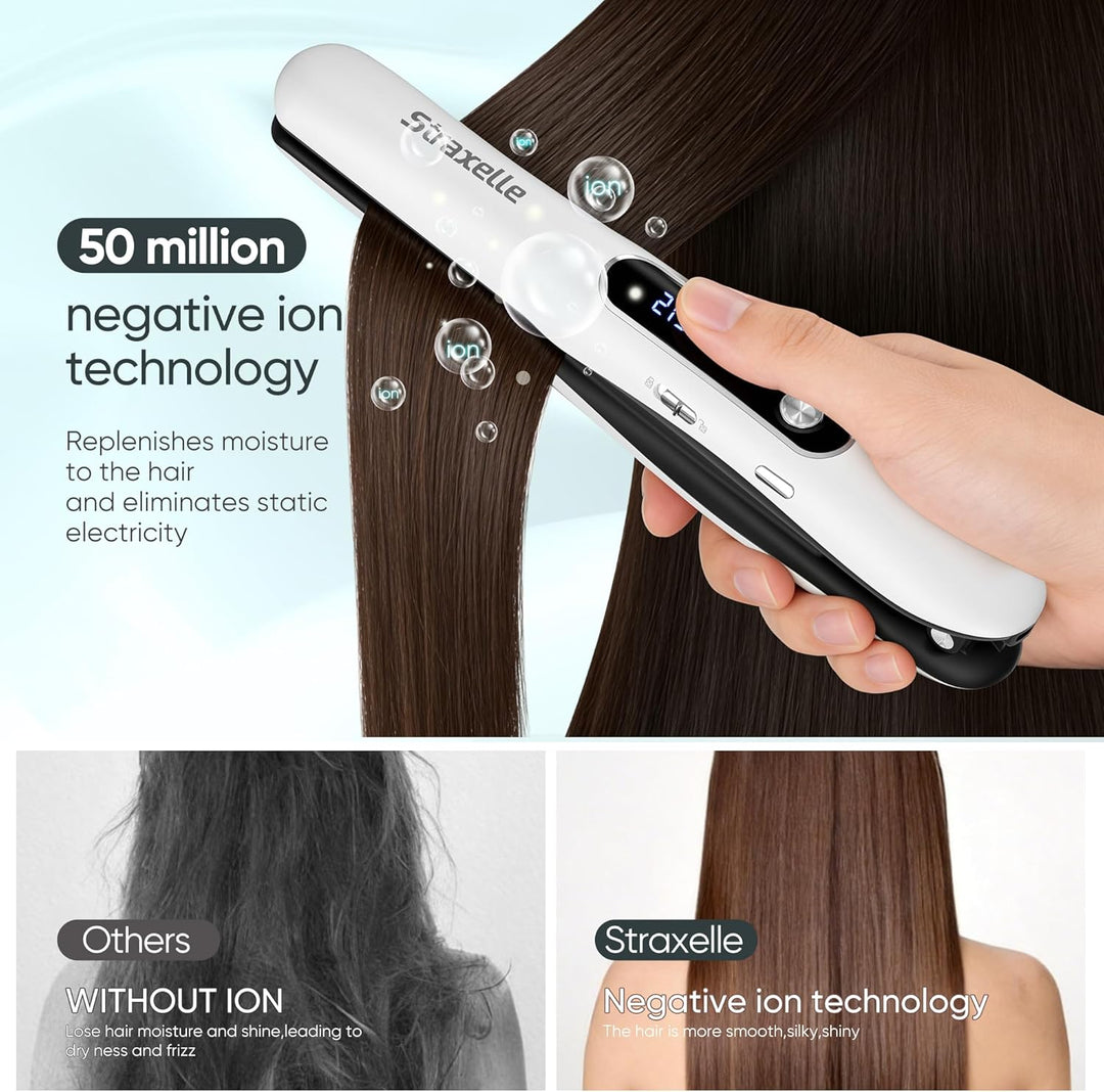 Mini Glätteisen Kabellos und Lockenstab, 2 in 1 Glätteisen Locken und Glätten 175°C-215°C, 5000mAh R