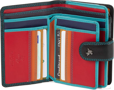 VISCONTI ® Leder Geldbeutel Damen RFID Schutz Geldbörse Damen Portemonnaie Bifold Mehrfarbig Portmon