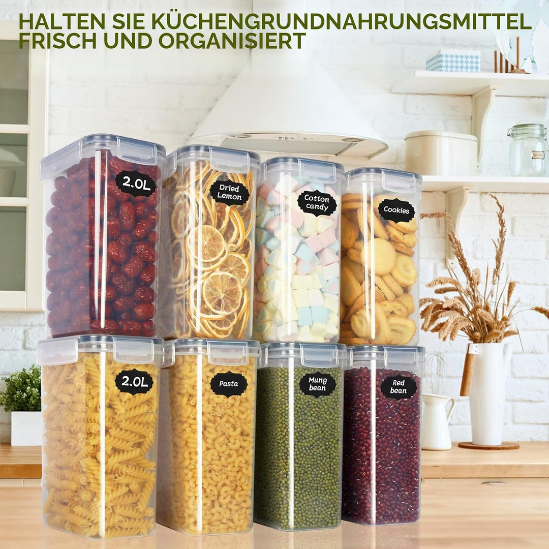 Cinnani 2L Vorratsdosen Set, Satz mit 8 Vorratsdosen mit Deckel Luftdicht, Müsli Schüttdose &amp; Frisch