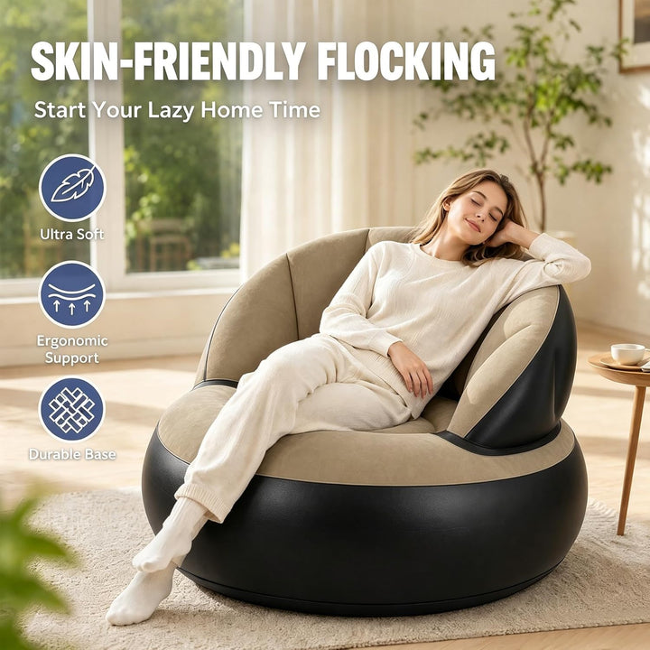 Aufblasbares Sofa,Aufblasbare Couch mit Beflockter Oberfläche,Luftsofa mit Fusspumpe,Wasserdichtes A