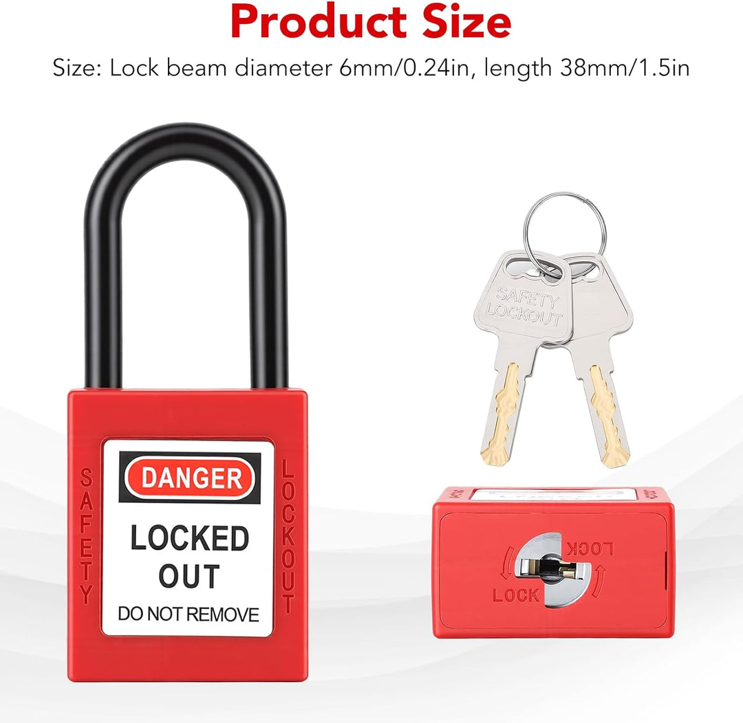 Lockout Vorhängeschloss, 5 Stück Nylon Staubdicht Sicherheits Vorhängeschloss mit 10 Schlüssel, 38mm