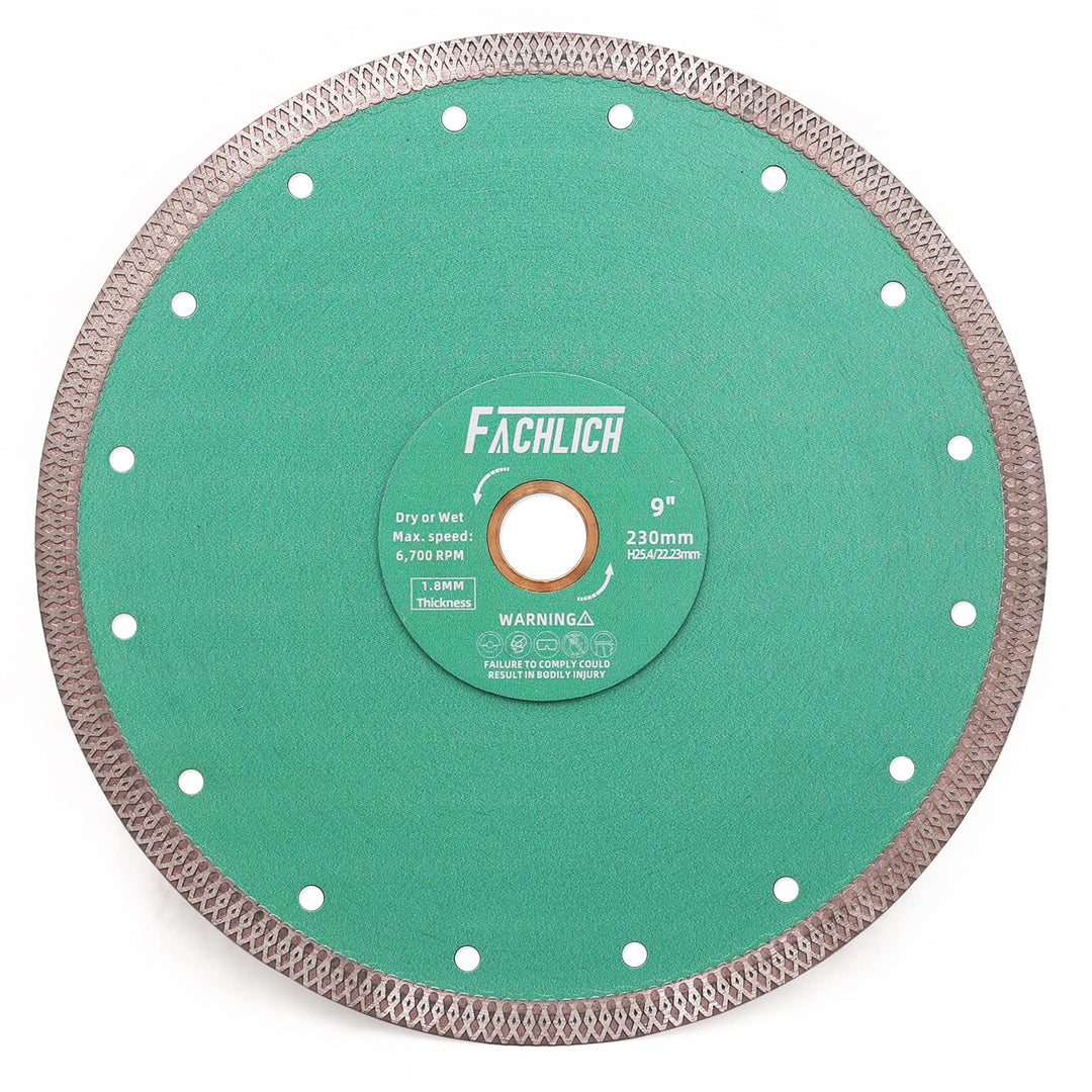 FACHLICH Diamant Trennscheibe 230MM Turbo Mesh Diamantklinge mit X Felgensegment für Hart Keramik Po